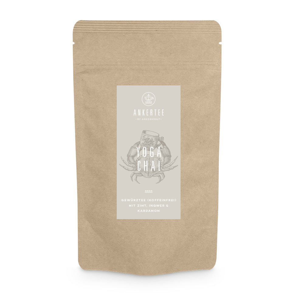Ankertee-Nachfüllbeutel mit der Aufschrift YOGA CHAI